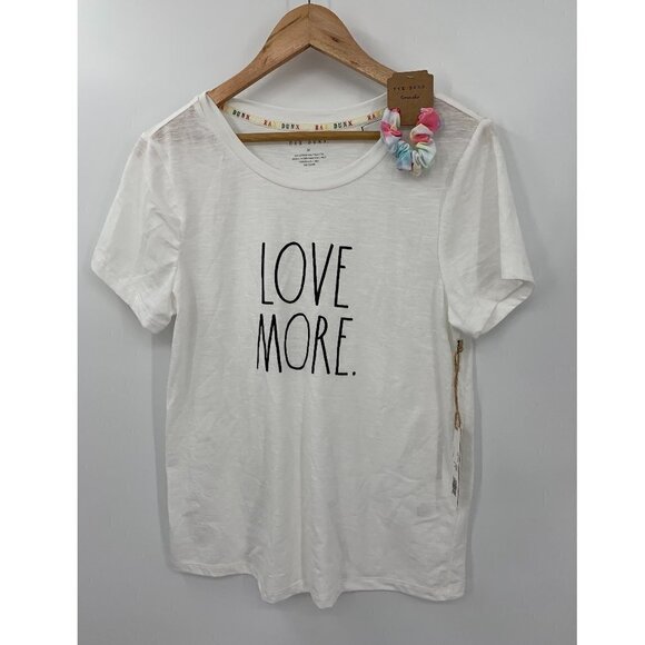 NWT Rae Dunn LOVE MORE T-Shirt Short Sleeve White - Picture 1 of 4
